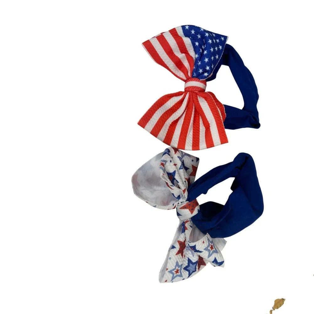 Patriotic Hair Bows Baby Headband 4th of July Stars Stripes Red‎ White Blue